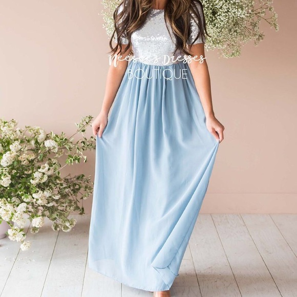 Neesee’s Dresses Dresses & Skirts - •NEESEE’S DRESSES• Dusty Blue Chiffon Maxi Dress